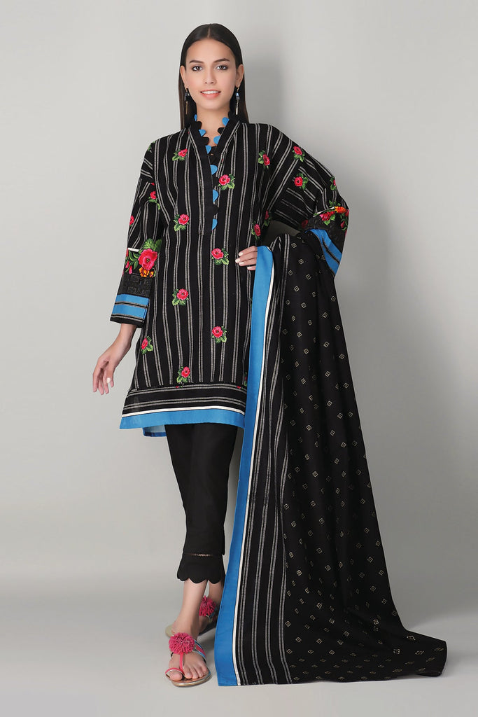 Khaadi Printed 3 Piece Khaddar Suit – AK20419 Black