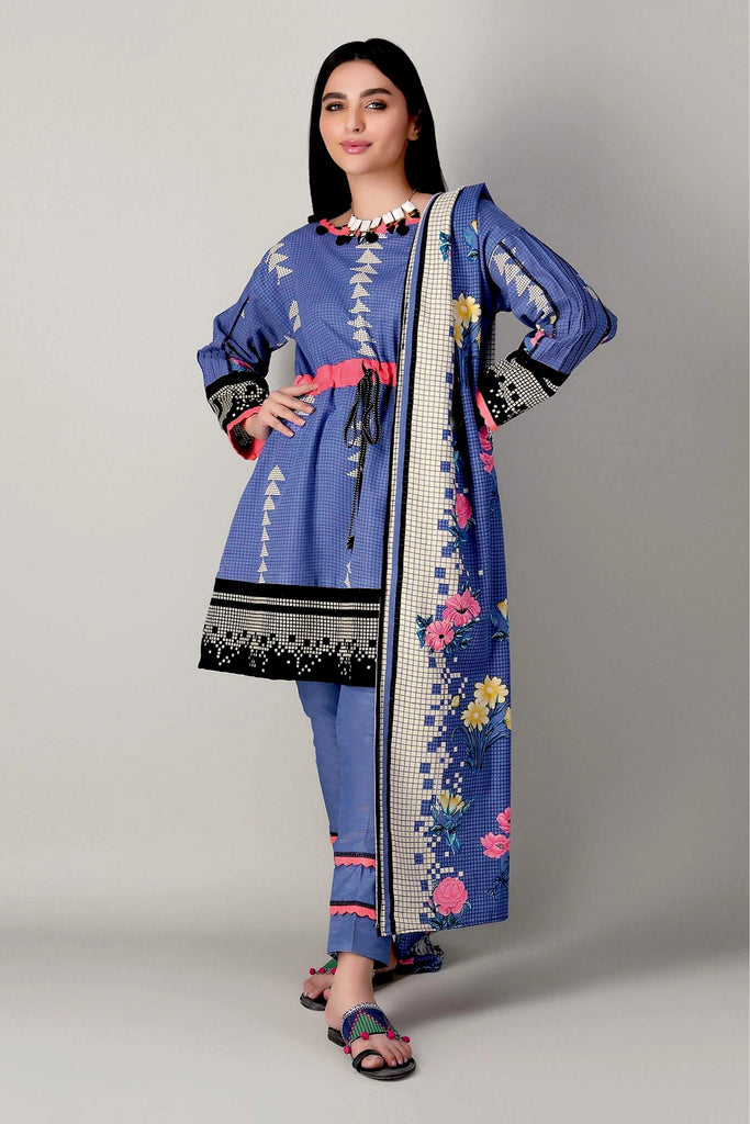 Khaadi Printed 3 Piece Khaddar Suit – AK20422 Grey