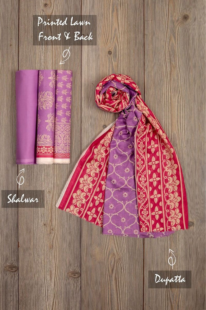 Khaadi Mid-Summer Vibes Lawn Collection 2018 – AR18316 Purple 3Pc