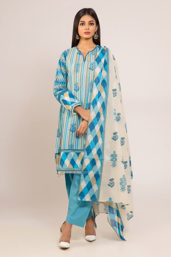 Khaadi The Tale of Spring Lawn Collection 2019 – AR19118 Blue 3Pc