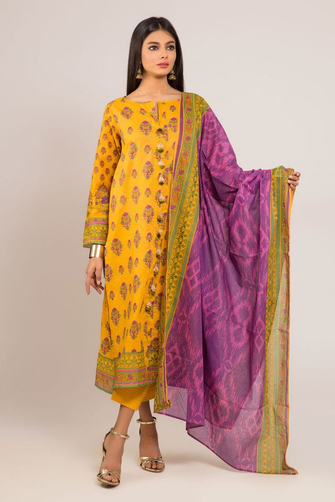 Khaadi The Tale of Spring Lawn Collection 2019 – AR19119 Mustard 3Pc