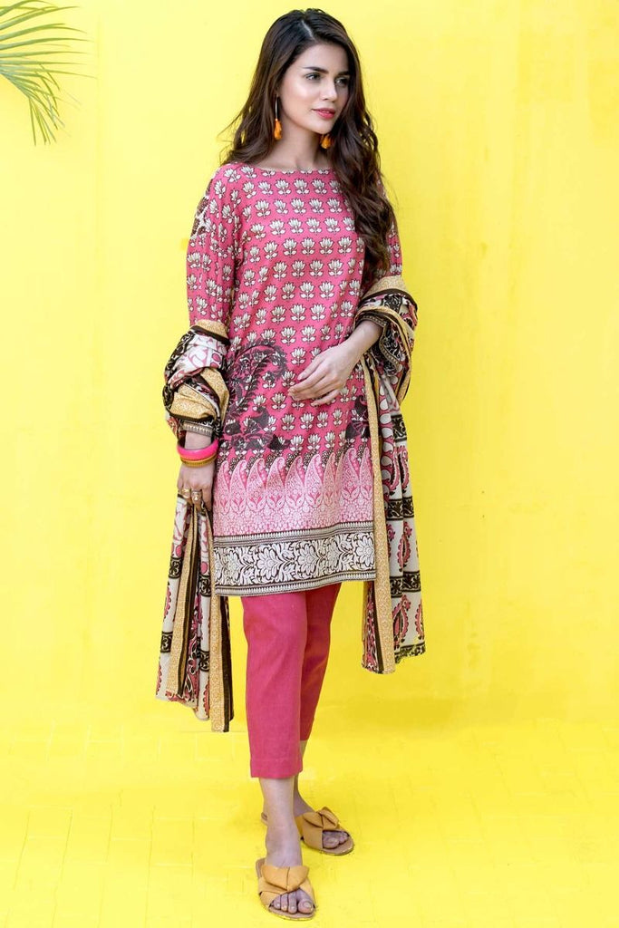 Khaadi Tropical Escape Lawn Collection 2018 – B18102 Pink 3Pc