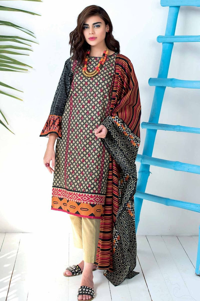 Khaadi Tropical Escape Lawn Collection 2018 – B18115 Black 3Pc