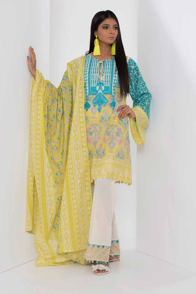 Khaadi Mid Summer Lawn Collection 2018 – B18308 Green 3Pc