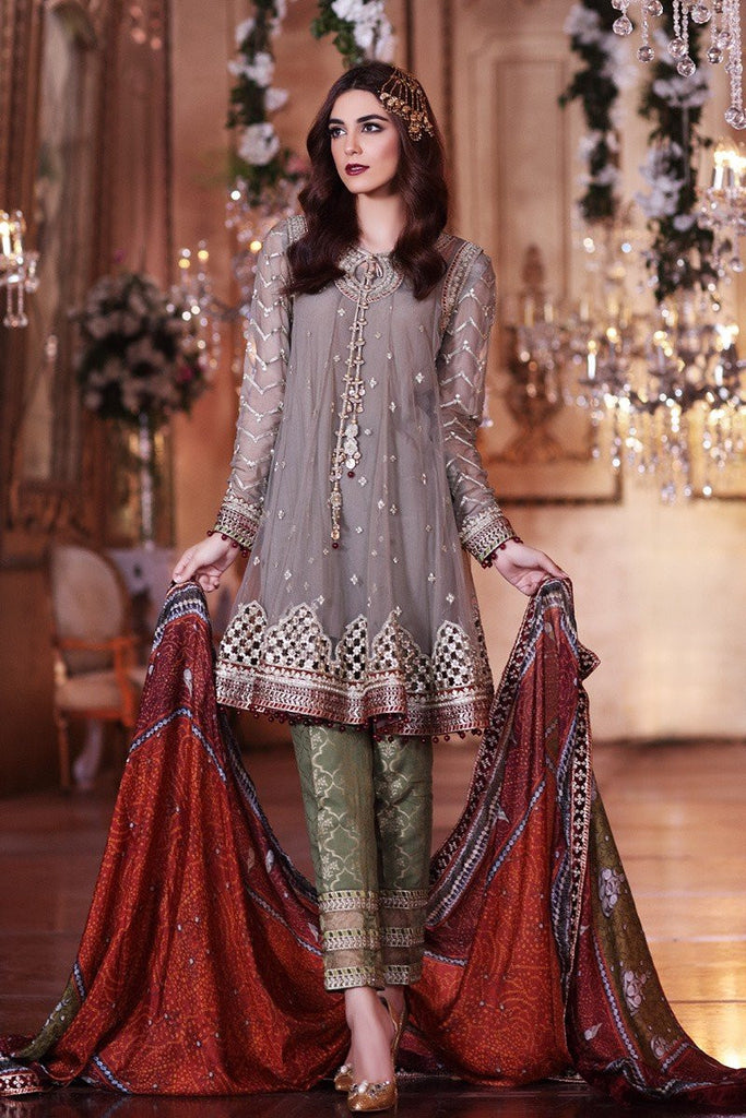 MARIA.B MBROIDERED Luxury Eid Collection 2017 – Coffee & Maroon (BD-1002)