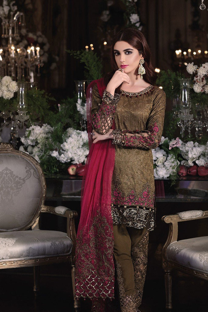 MARIA.B MBROIDERED Luxury Eid Collection 2017 – Antique Rust & Pink (BD-1008)