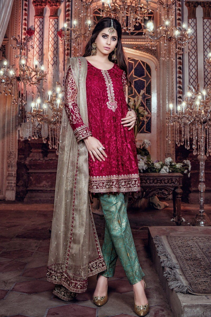 MARIA.B MBROIDERED Luxury Eid Collection 2017 Vol-2 – Fuchsia Pink & Gold (BD-1104)
