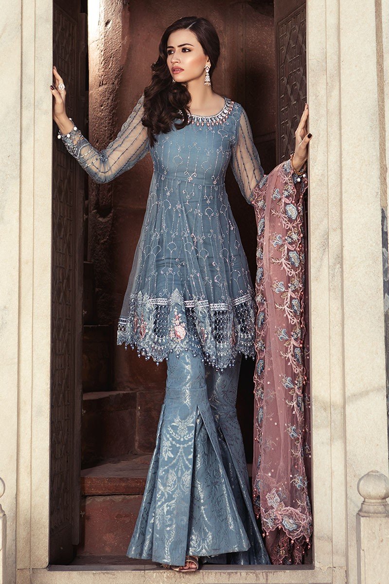 Purple Designer Embroidered Tissue Net Gown – Sulbha Fashions