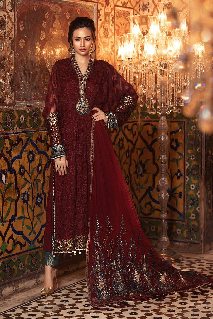 MARIA.B. MBROIDERED Luxury Eid Collection 2018 Vol-1 – Royal Maroon (BD-1307)