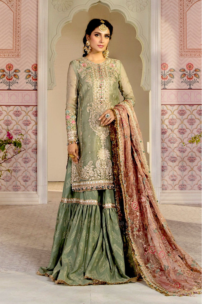 MARIA.B Mbroidered Heritage Edition ’21 – Pistachio Green and Salmon pink (BD-2205)