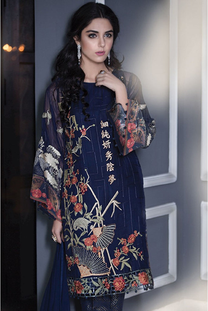 Maria.B Mbroidered Luxury Edition - Navy Blue BD610 - YourLibaas
 - 1