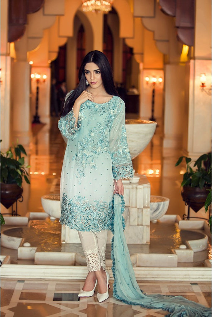Maria.B Mbroidered Collection 2016 – Powder Blue BD-703 - YourLibaas
