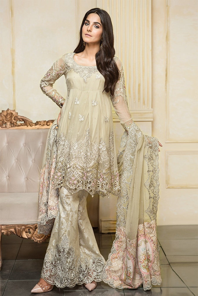 MARIA.B MBROIDERED Luxury Eid Collection 2017 Vol-2 – Beige & Tea Pink (BD-1102)