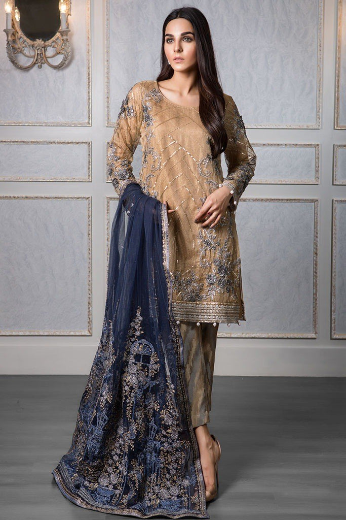 MARIA.B MBROIDERED Wedding Edition 2017 – Gold & Navy (BD-1208)