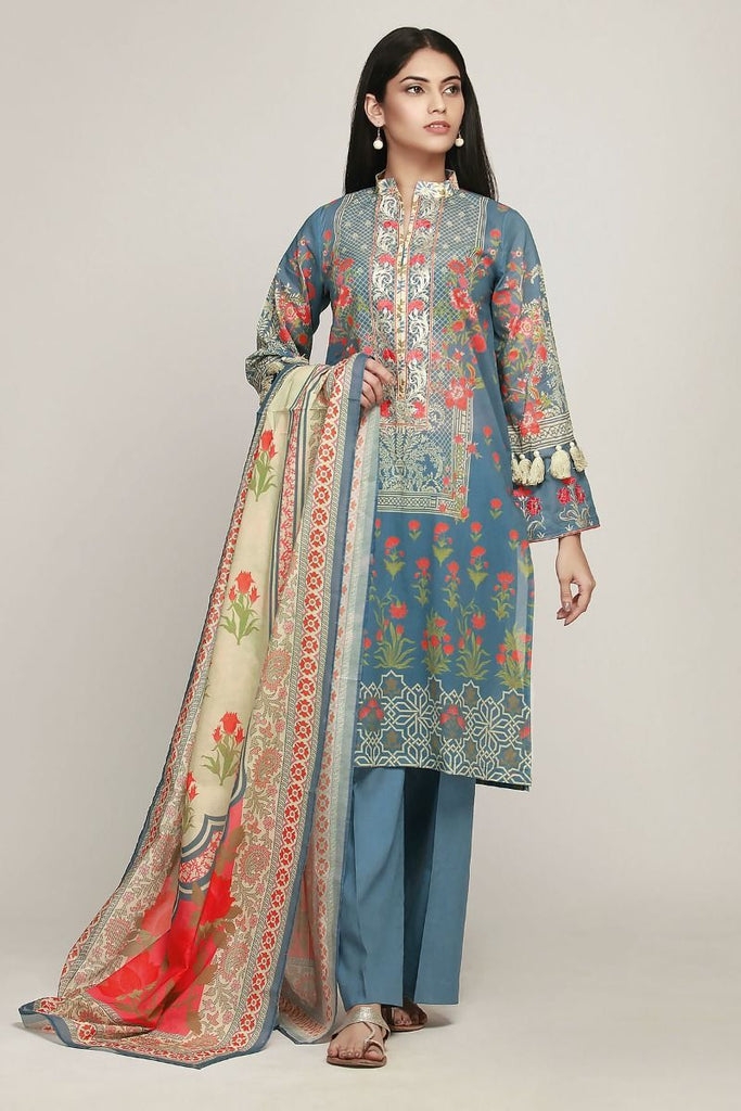 Khaadi Early Spring/Summer Lawn Collection 2019 – BF19110 Blue 3Pc