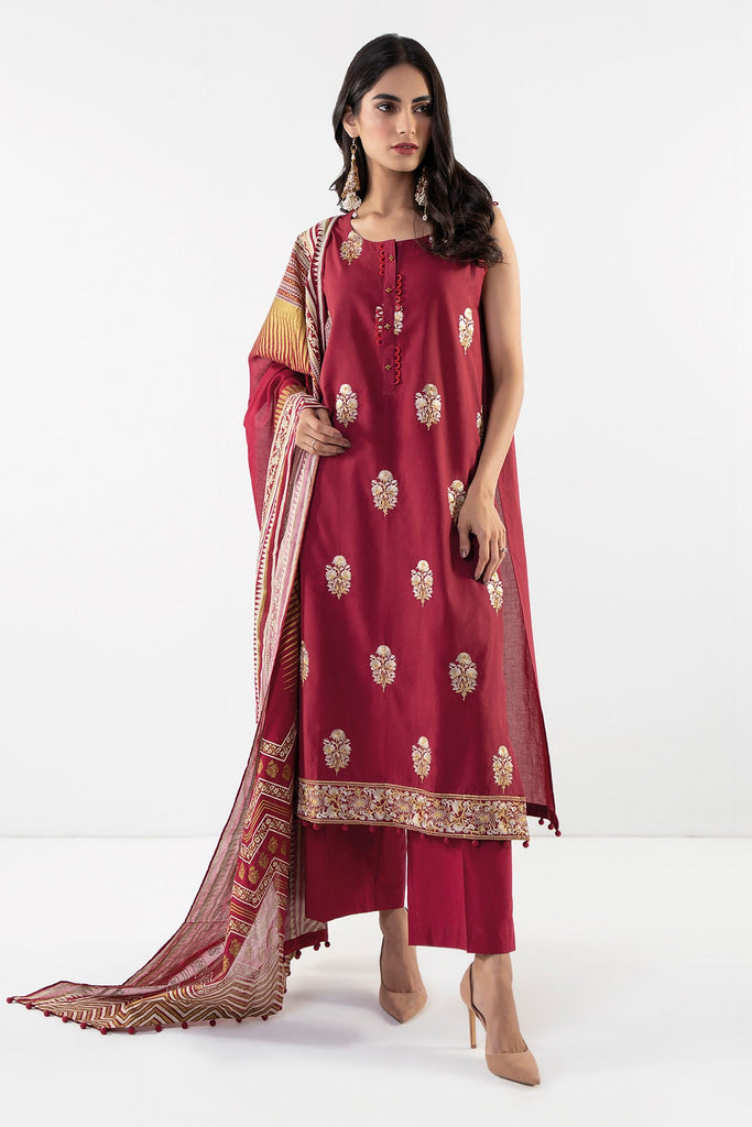 Khaadi Everyday Essentials 3 Piece Suit – BLA22229 Red