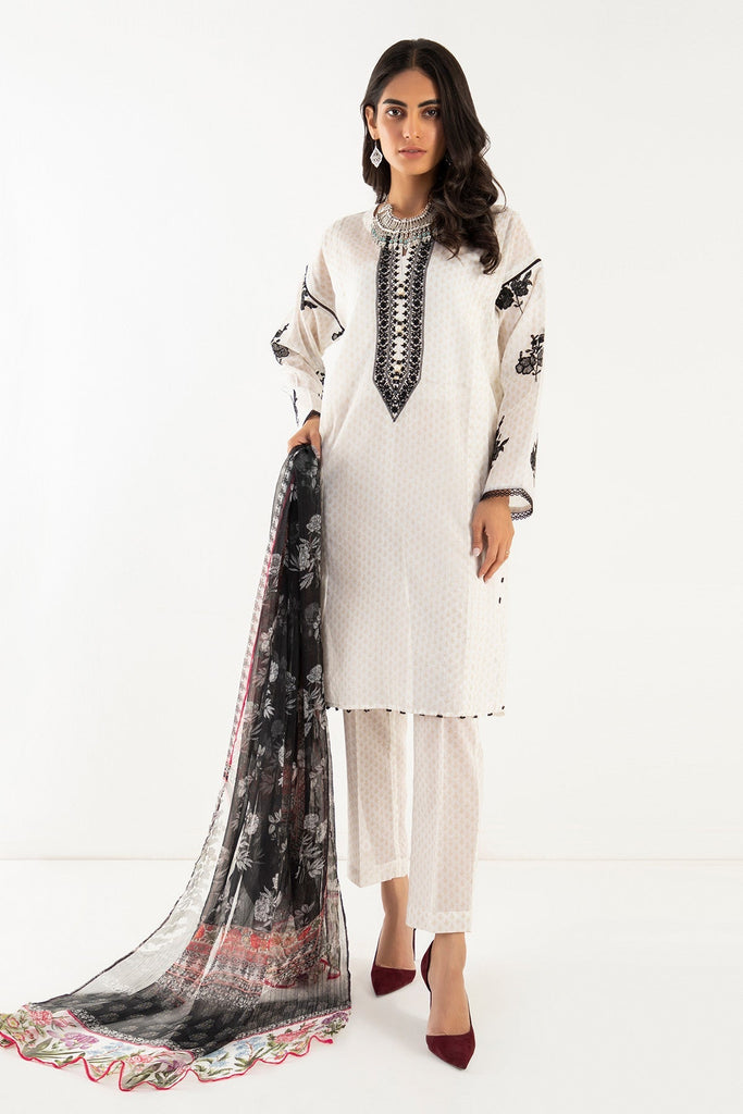 Khaadi 3Pc Suit - BLA22245-WHITE-3PC