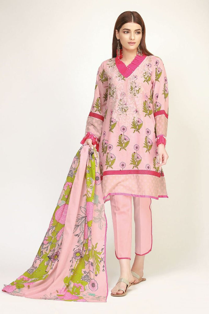 Khaadi The Tale of Spring Lawn Collection 2019 – BR19106 Pink 3Pc