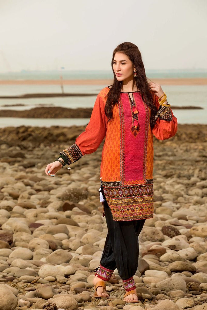 Gul Ahmed Gypsy Collection 2018 – Pink 1 Pc Printed Shirt GS-06