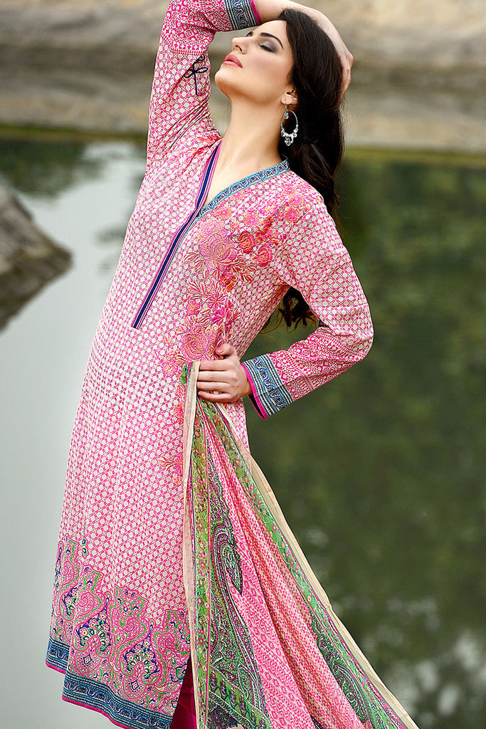 Gul Ahmed Pink La Chiffon – C-400 - YourLibaas
 - 1