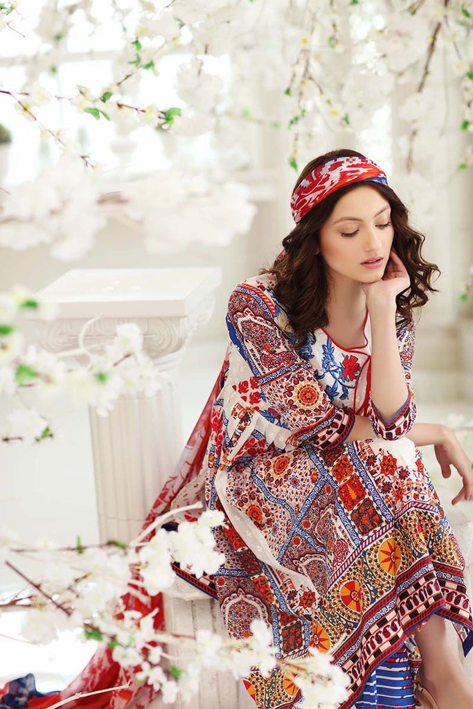 Gul Ahmed Summer Premium Collection 2018 – White 3 Pc Embroidered Chiffon C-481