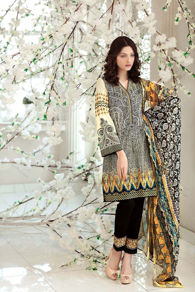 Gul Ahmed Summer Premium Collection 2018 – Black 3 Pc Embroidered Chiffon C-495