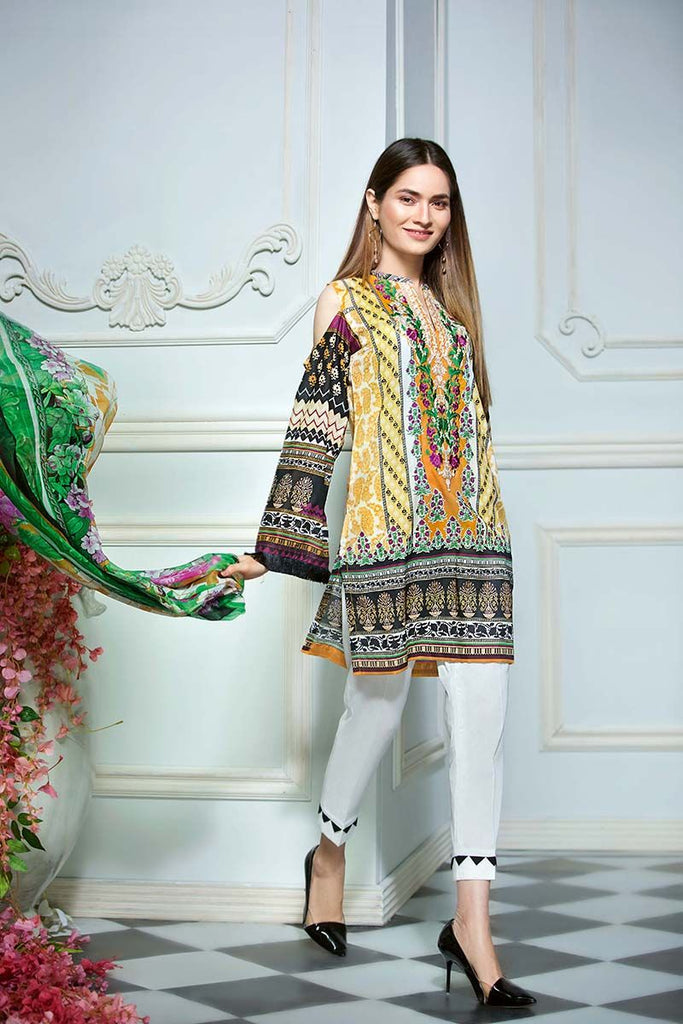 Gul Ahmed Summer Premium Collection 2018 – Multi 3 Pc Embroidered Chiffon C-512