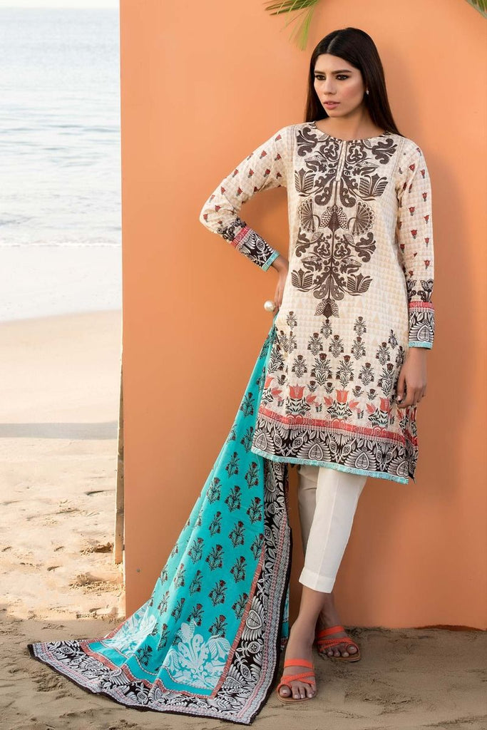 Khaadi Tropical Escape Lawn Collection 2018 – C18105 Beige 3Pc