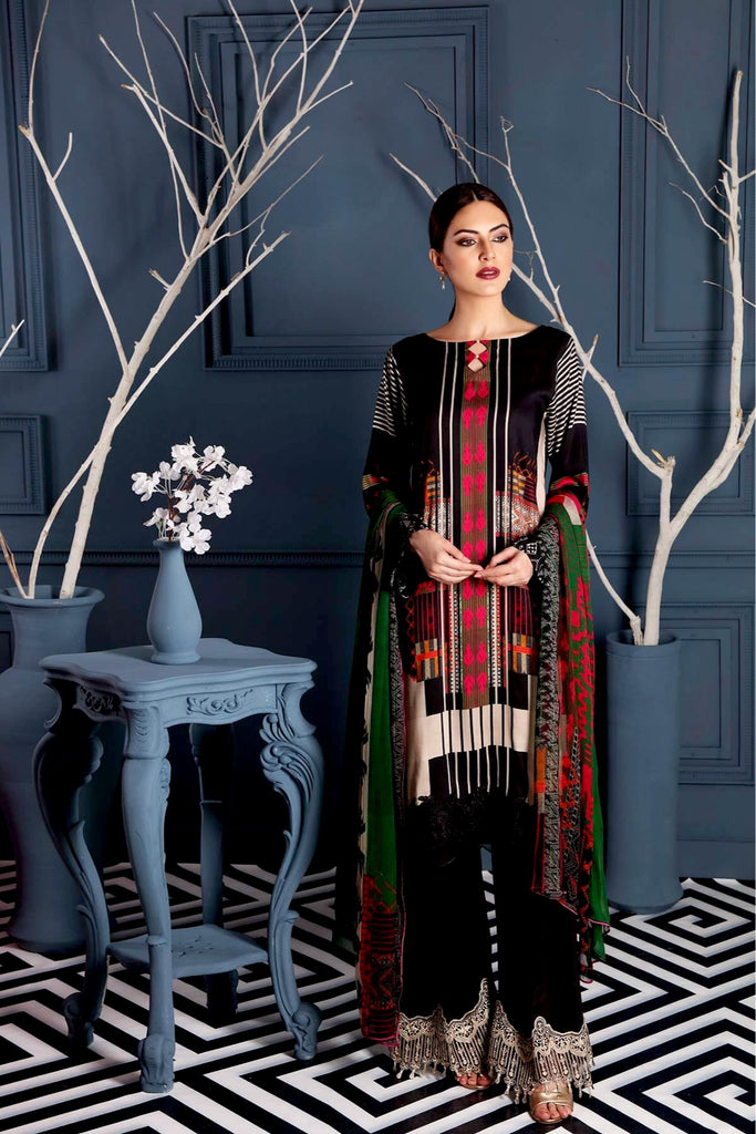 Charizma Combinations Embroidered Linen Collection – Vibrant Black CCW-12