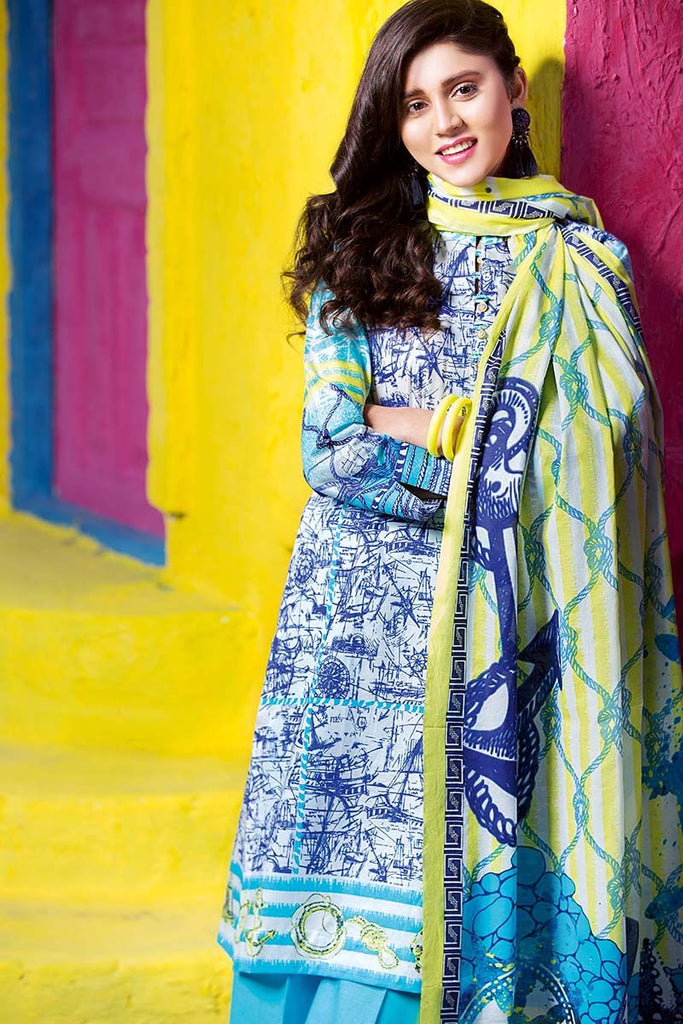 Gul Ahmed Summer Essential Collection 2018 – Blue 3 Pc Printed Lawn CL-304 B