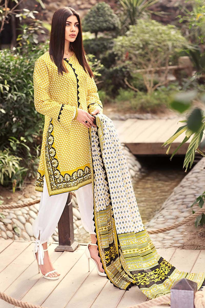 Gul Ahmed Summer Essential Collection 2018 – Yellow 3 Pc Printed Lawn CL-345 A