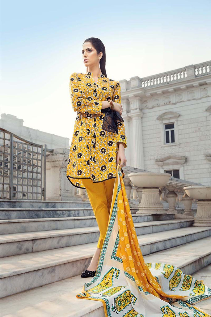 Gul Ahmed Summer Essential Collection 2018 – Yellow 3 Pc Printed Lawn CL-350 B