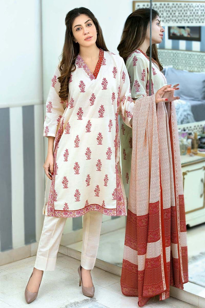 Gul Ahmed Summer Essential Collection 2018 – Burgundy 3 Pc Printed Lawn CL-355 B