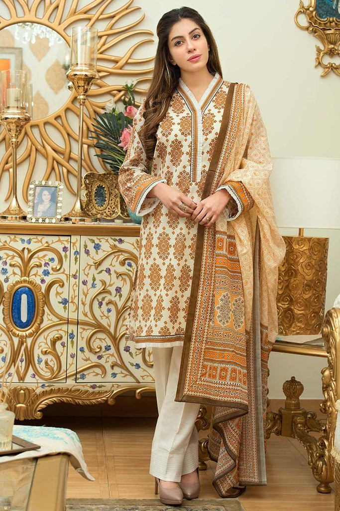 Gul Ahmed Summer Essential Collection 2018 – Light Brown 3 Pc Printed Lawn CL-362 B