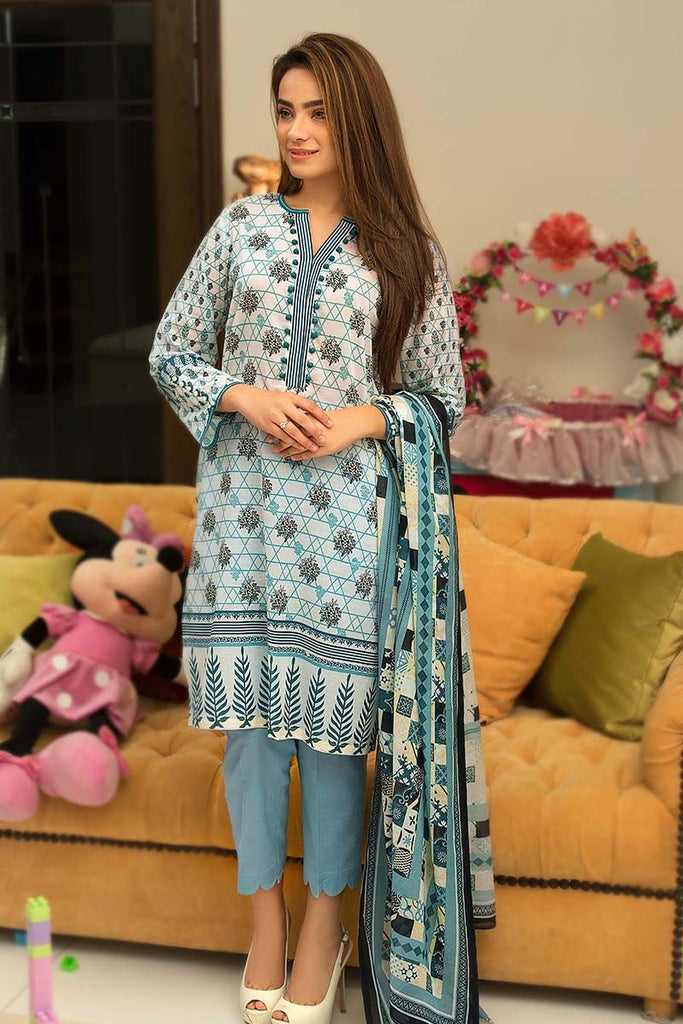 Gul Ahmed Summer Essential Collection 2018 – Blue 3 Pc Printed Lawn CL-364 B