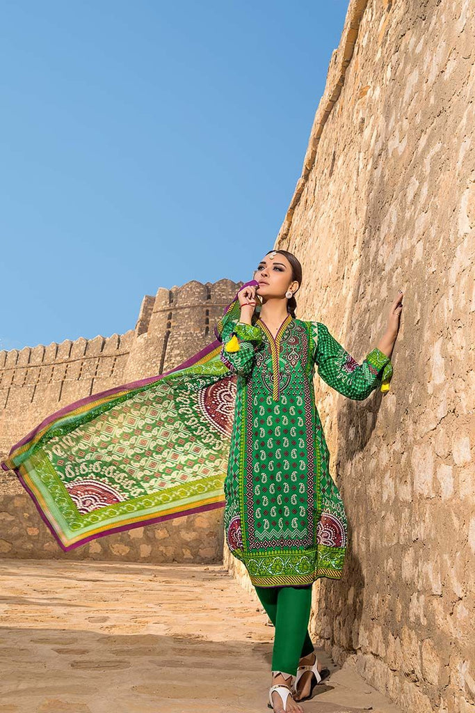 Gul Ahmed Summer Essential Collection 2018 – Green 3 Pc Printed Lawn CL-378 A