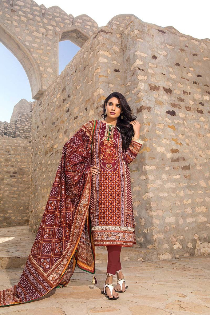 Gul Ahmed Summer Essential Collection 2018 – Maroon 3 Pc Printed Lawn CL-379 B