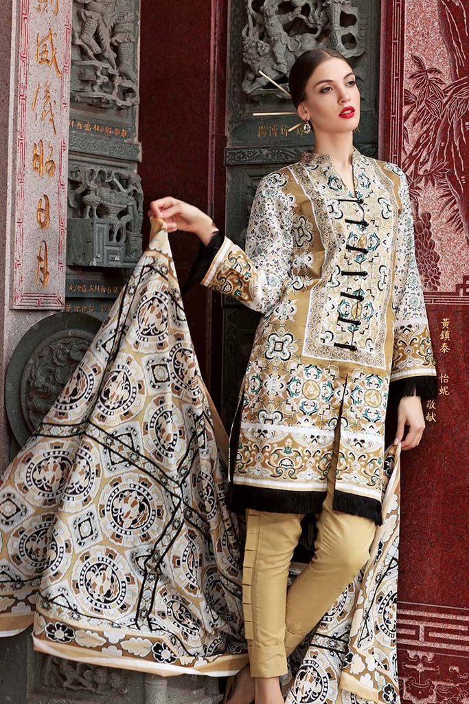 Gul Ahmed Summer Essential Collection 2018 – Light Brown 3 Pc Printed Lawn CL-383 A