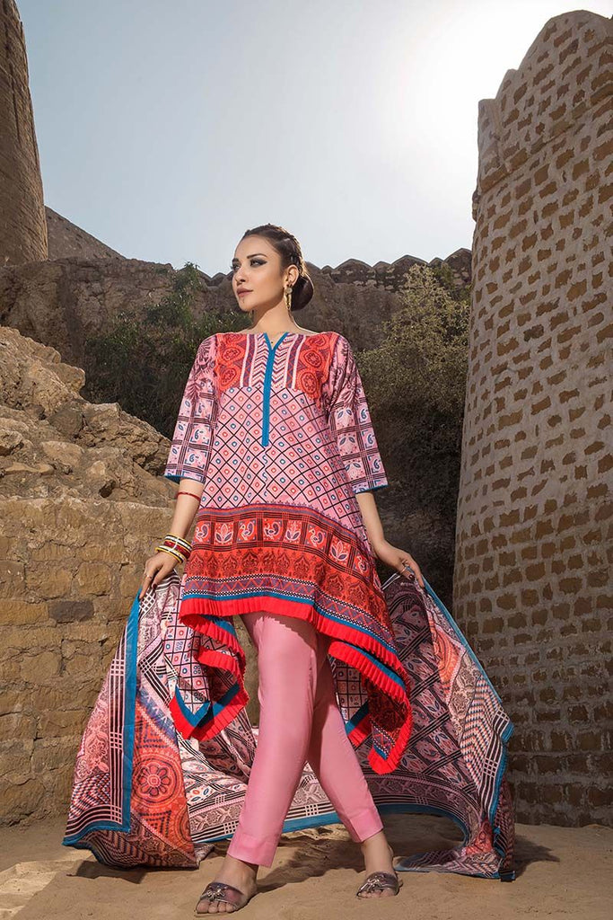 Gul Ahmed Summer Essential Collection 2018 – Tea Pink 3 Pc Printed Lawn CL-392 A