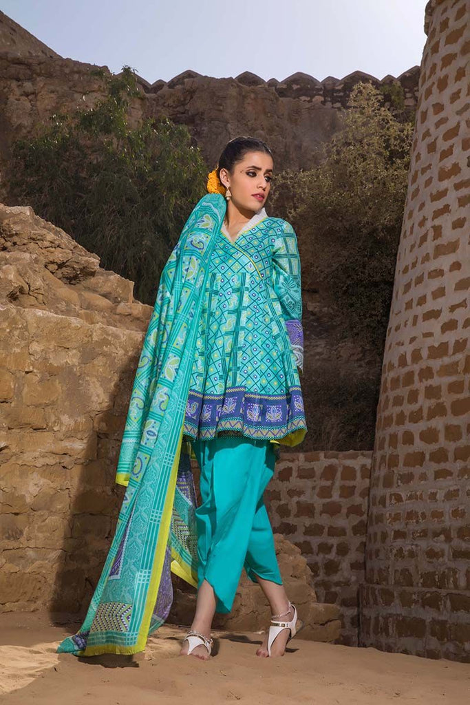 Gul Ahmed Summer Essential Collection 2018 – Turqouise  3 Pc Printed Lawn CL-392 B