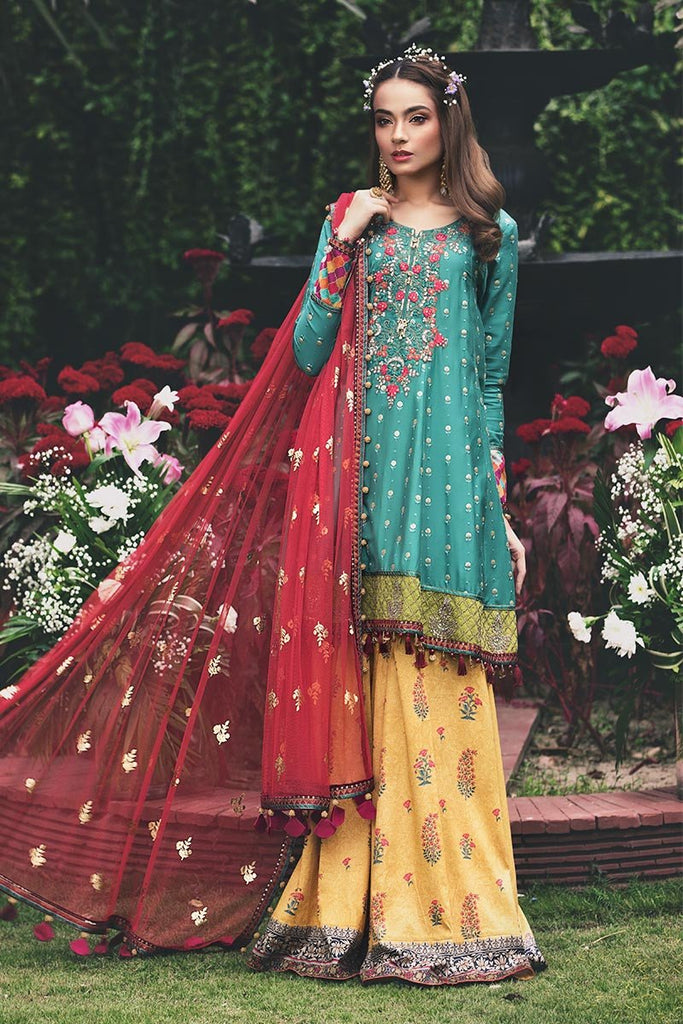 MARIA.B Sateen Collection 2020 – CST-208 Deep Feroza and Mustard