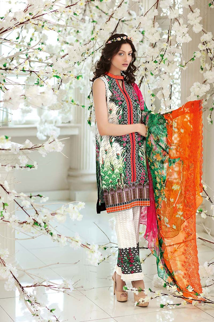 Gul Ahmed Summer Premium Collection 2018 – White 3 Pc Embroidered Chiffon CT-242