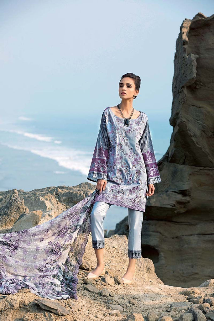 Gul Ahmed Summer Premium Collection 2018 – Purple 3 Pc Embroidered Chiffon CT-247