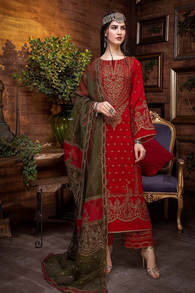 Charizma Signora Luxury Embroidered Velvet With Organza Dupatta – CVT-02
