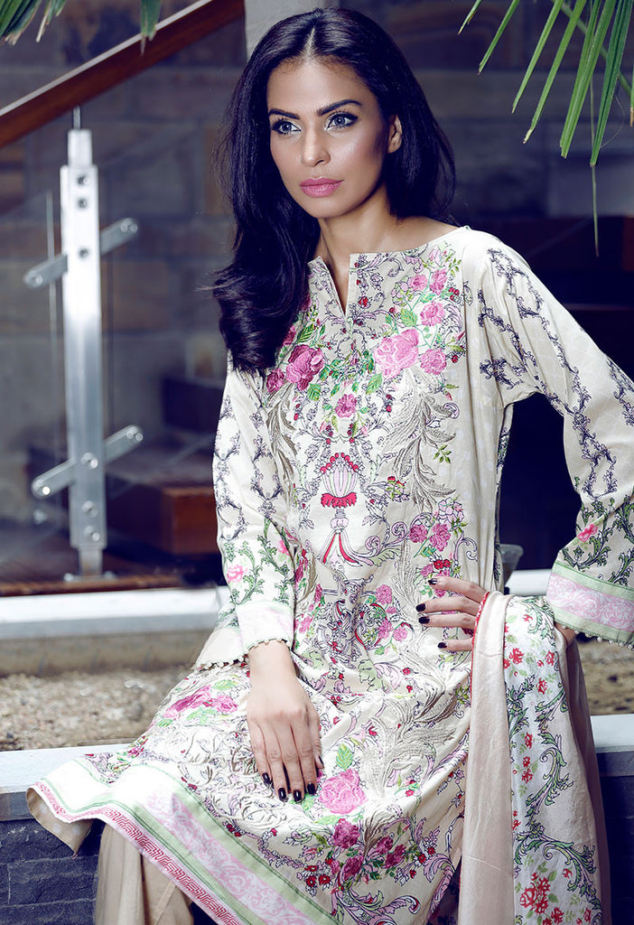 Adamjee Lawn Festive Mid-Summer Collection 2016 – Design 3 - Rose Romance - YourLibaas
 - 1