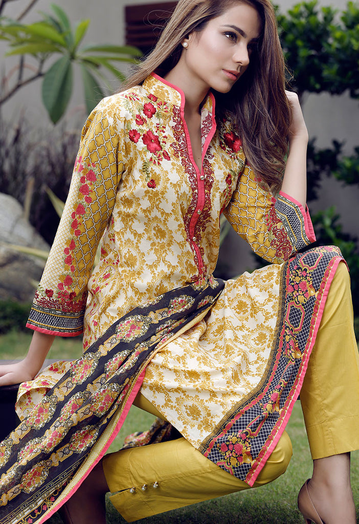 Adamjee Lawn Festive Mid-Summer Collection 2016 – Design 8 - Ornamental Vase - YourLibaas
 - 1