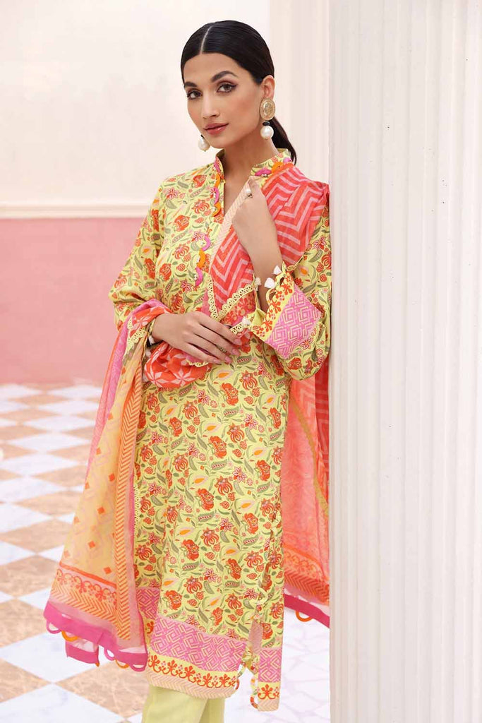 Gul Ahmed  Aangan Collection – 3PC Satin Digital Printed Suit with Silk Dupatta DS-22003