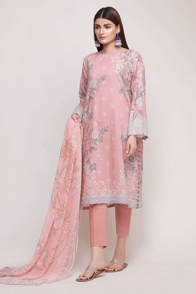 Khaadi Early Spring/Summer Lawn Collection 2019 V2 – DF19101 Pink 3Pc