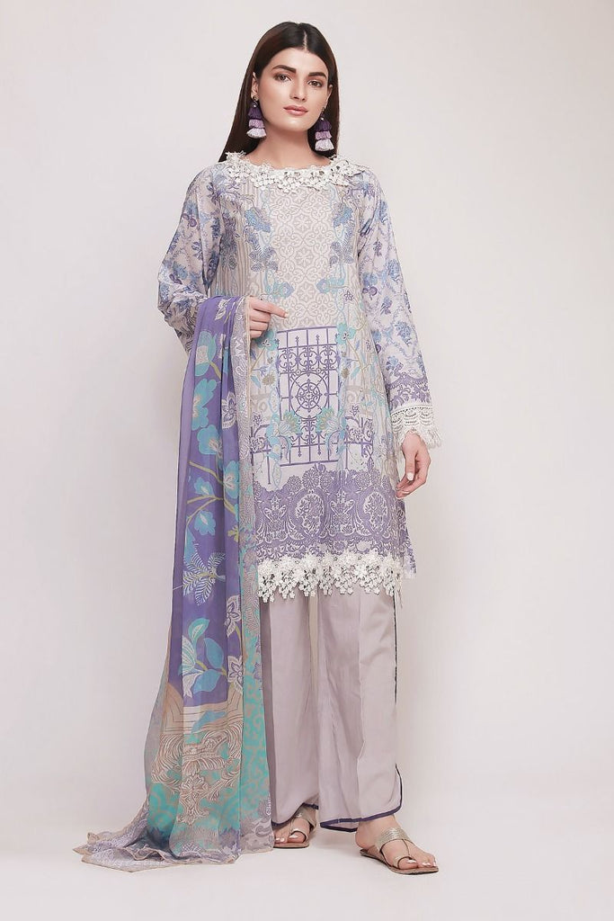 Khaadi Early Spring/Summer Lawn Collection 2019 V2 – DF19102 Grey 3Pc