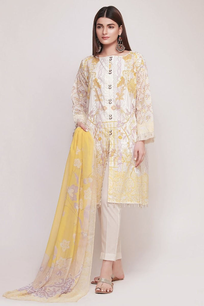 Khaadi Early Spring/Summer Lawn Collection 2019 V2 – DF19102 Yellow 3Pc